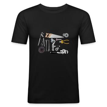 Werkzeuge - Männer Slim Fit T-Shirt - Schwarz - Vorne - Nik (191cm)