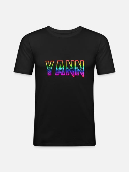 yann rs rainbow - Men's Slim Fit T-Shirt - black