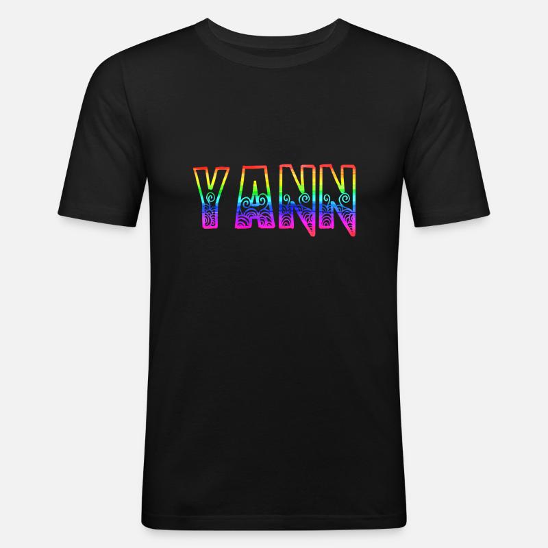 yann rs rainbow - Men's Slim Fit T-Shirt - black