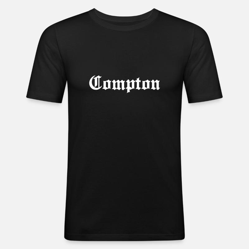 COMPTON white - Men's Slim Fit T-Shirt - black