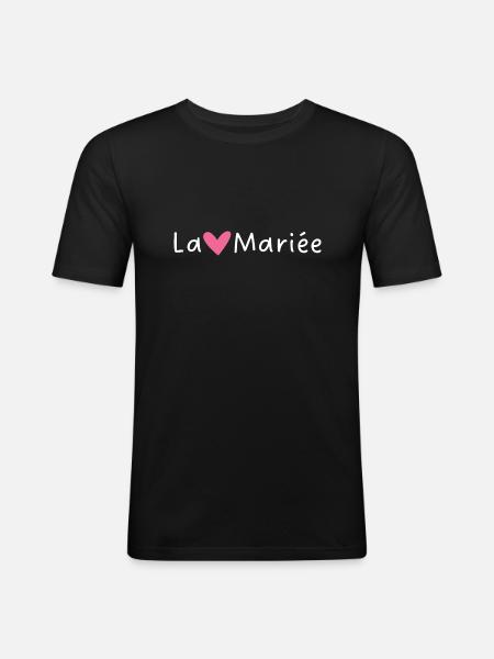 The Bride Pink Heart - Men's Slim Fit T-Shirt - black