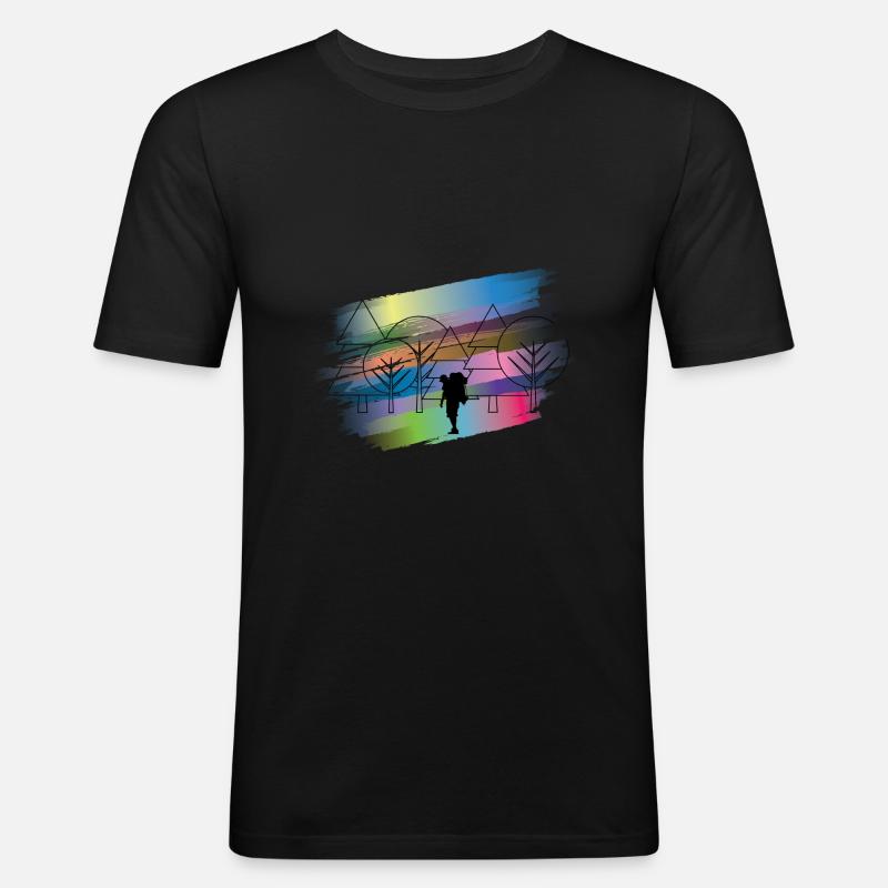 Wanderer - Männer Slim Fit T-Shirt - Schwarz