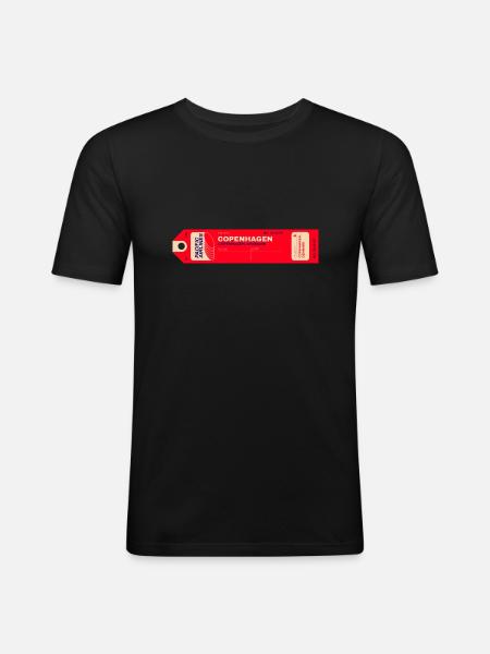 Kopenhagen - Ticket - Männer Slim Fit T-Shirt - Schwarz