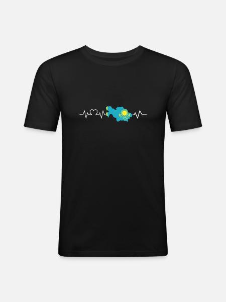 Kasachen Herzschlag Kasachstan - Männer Slim Fit T-Shirt - Schwarz