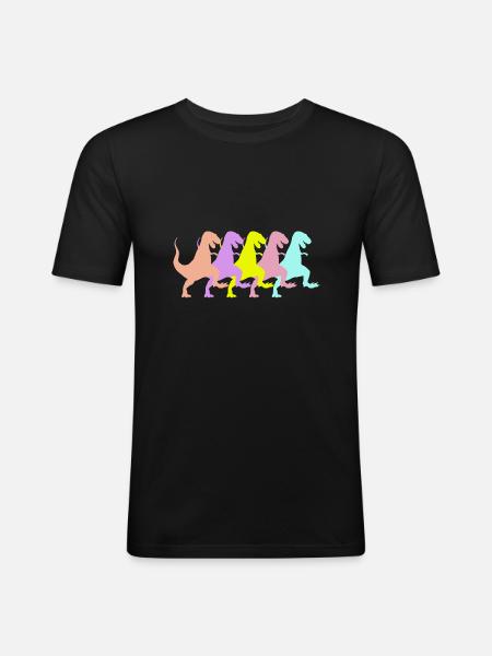 Dinosaurs Dancing Dinos Mob II - Men's Slim Fit T-Shirt - black
