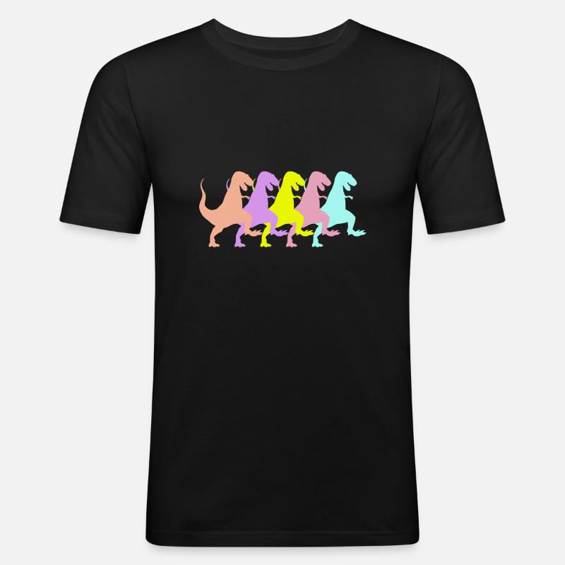 Dinosaurs Dancing Dinos Mob II - Männer Slim Fit T-Shirt - Schwarz