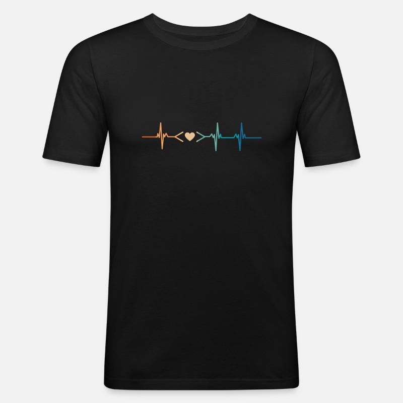 Heartbeat Coding Liebe - Männer Slim Fit T-Shirt - Schwarz