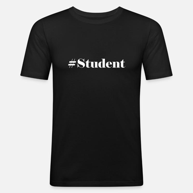 #Student Logo Weiß - Männer Slim Fit T-Shirt - Schwarz