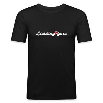 Lieblingsgöre mit Herz personalisierbar - Männer Slim Fit T-Shirt - Schwarz - Vorne - Nik (191cm)