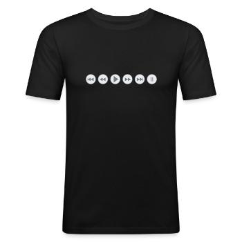 Play - Männer Slim Fit T-Shirt - Schwarz - Vorne - Nik (191cm)