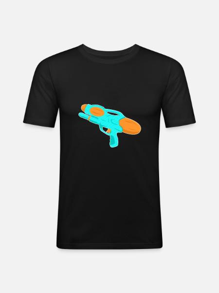 Wasserpistole - Männer Slim Fit T-Shirt - Schwarz