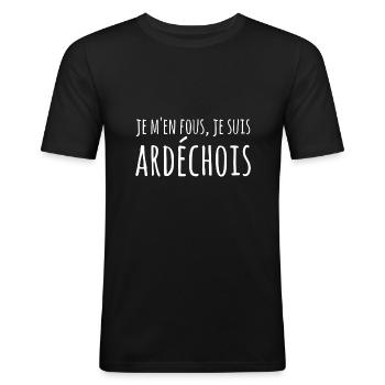 Ardèche Ardéchois - T-shirt près du corps Homme - noir - Devant - Nik (191cm)