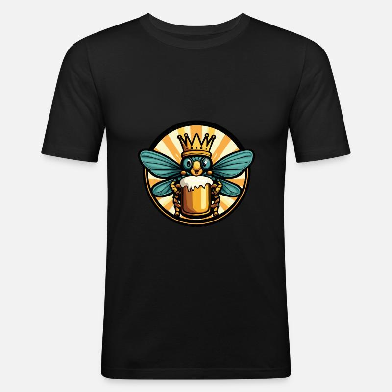 Libelle Bier - Männer Slim Fit T-Shirt - Schwarz
