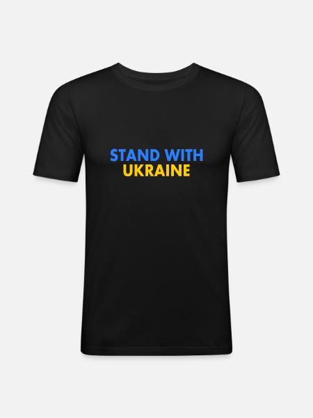 stand with ukraine - Men's Slim Fit T-Shirt - black