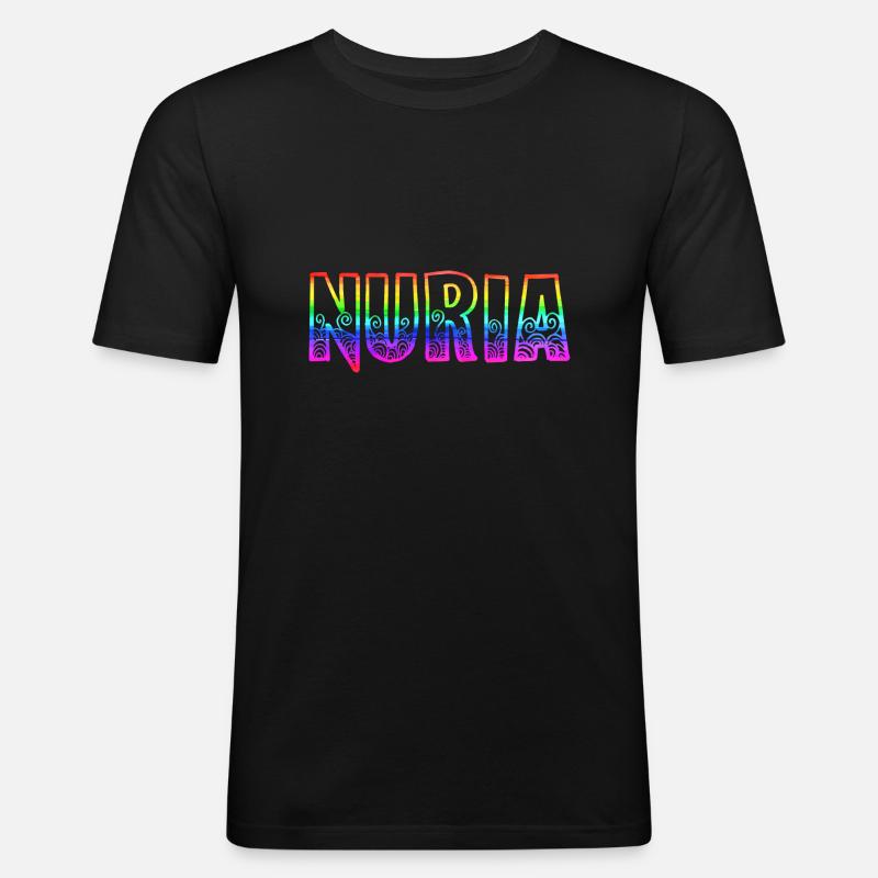 nuria rs regenbogen - Männer Slim Fit T-Shirt - Schwarz