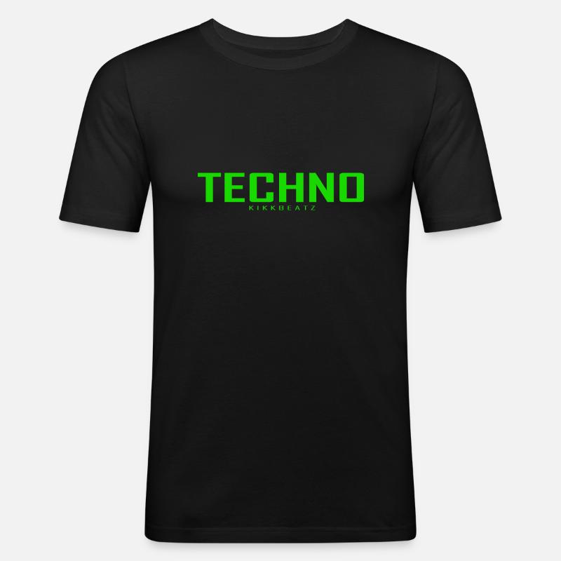 TECHNO - Männer Slim Fit T-Shirt - Schwarz