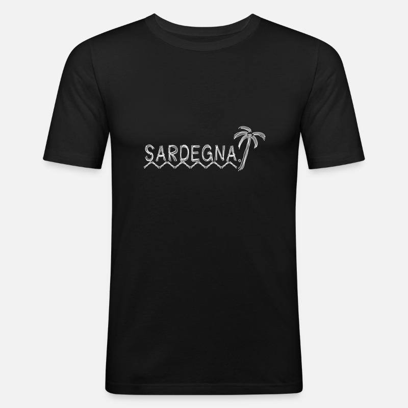 Sardegna - Maglietta aderente da uomo - nero