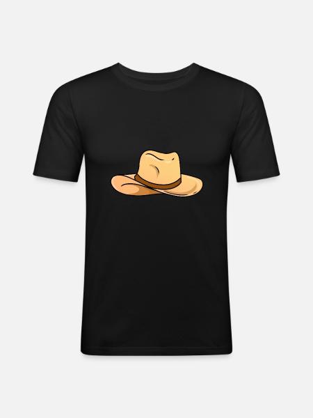 straw hat - Men's Slim Fit T-Shirt - black