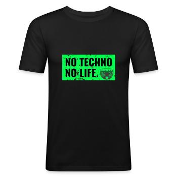 Techno Rave Raver dj hardstyle jumpstyle turntable - Männer Slim Fit T-Shirt - Schwarz - Vorne - Nik (191cm)
