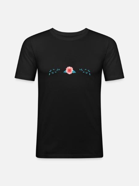 Flower Blume Pflanze - Männer Slim Fit T-Shirt - Schwarz