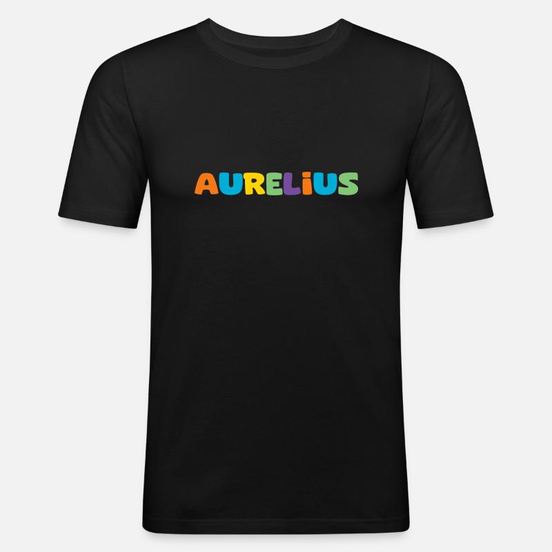 Name - Aurelius - Männer Slim Fit T-Shirt - Schwarz