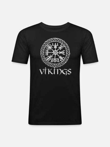 Vikings - Boussole Viking Vegvisir - T-shirt près du corps Homme - noir