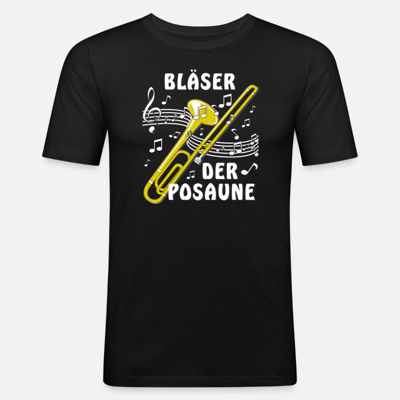 BLÄSER DER POSAUNE - Männer Slim Fit T-Shirt - Schwarz