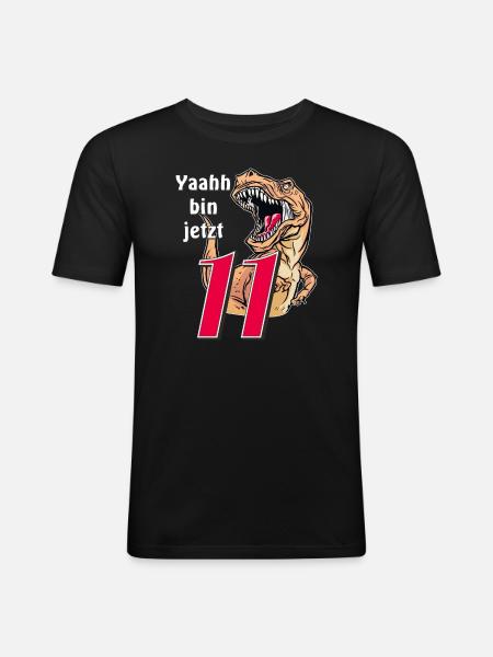 BIRTHDAY Yaahh am now 11 - Men's Slim Fit T-Shirt - black