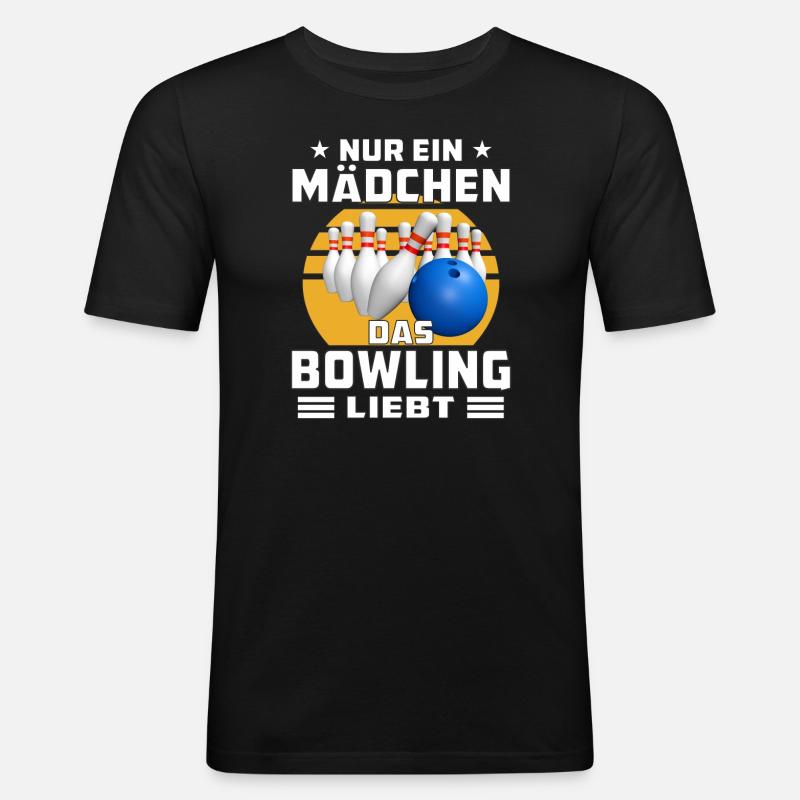 MÄDCHEN DAS BOWLING LIEBT - Männer Slim Fit T-Shirt - Schwarz