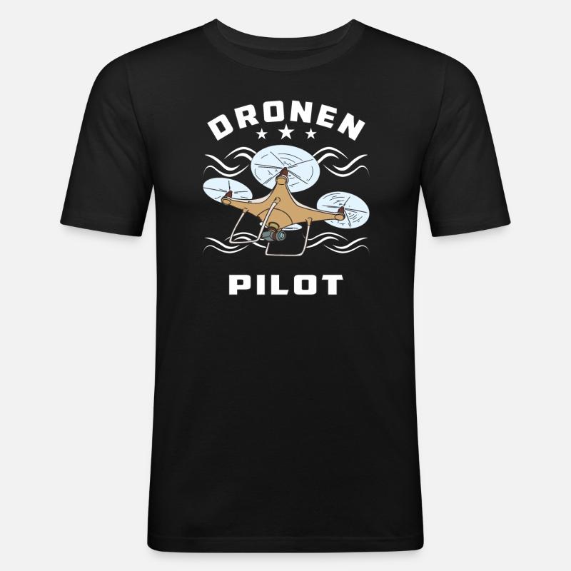 DRONEN PILOT - Männer Slim Fit T-Shirt - Schwarz