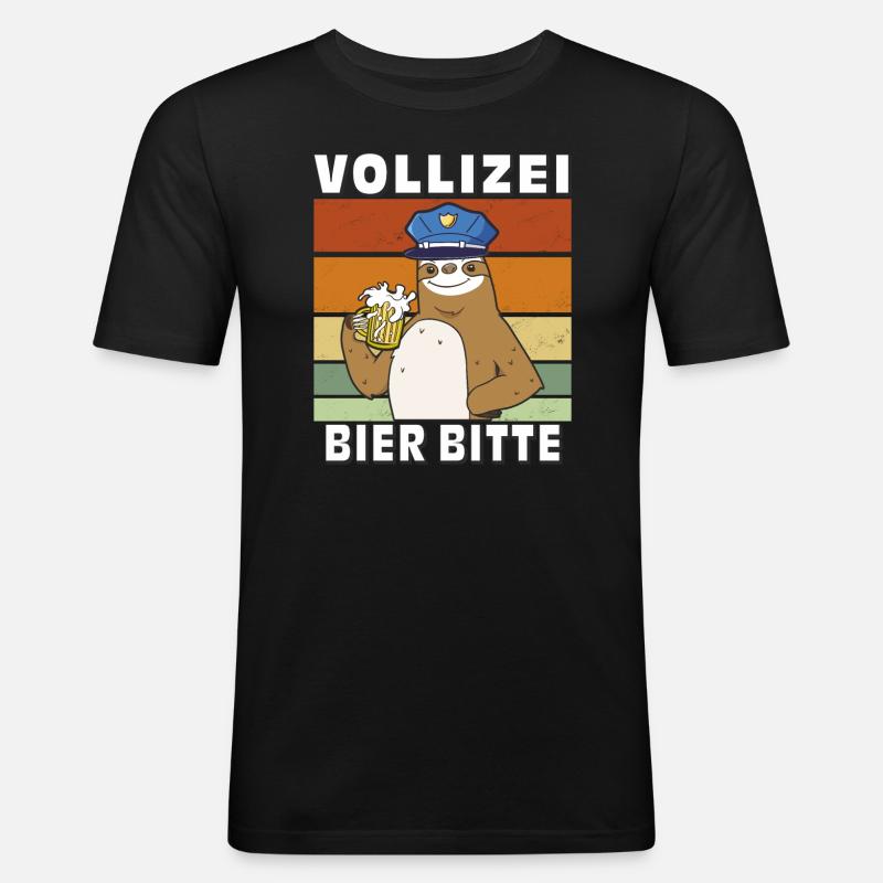 VOLLIZEI BIER BITTE - Männer Slim Fit T-Shirt - Schwarz