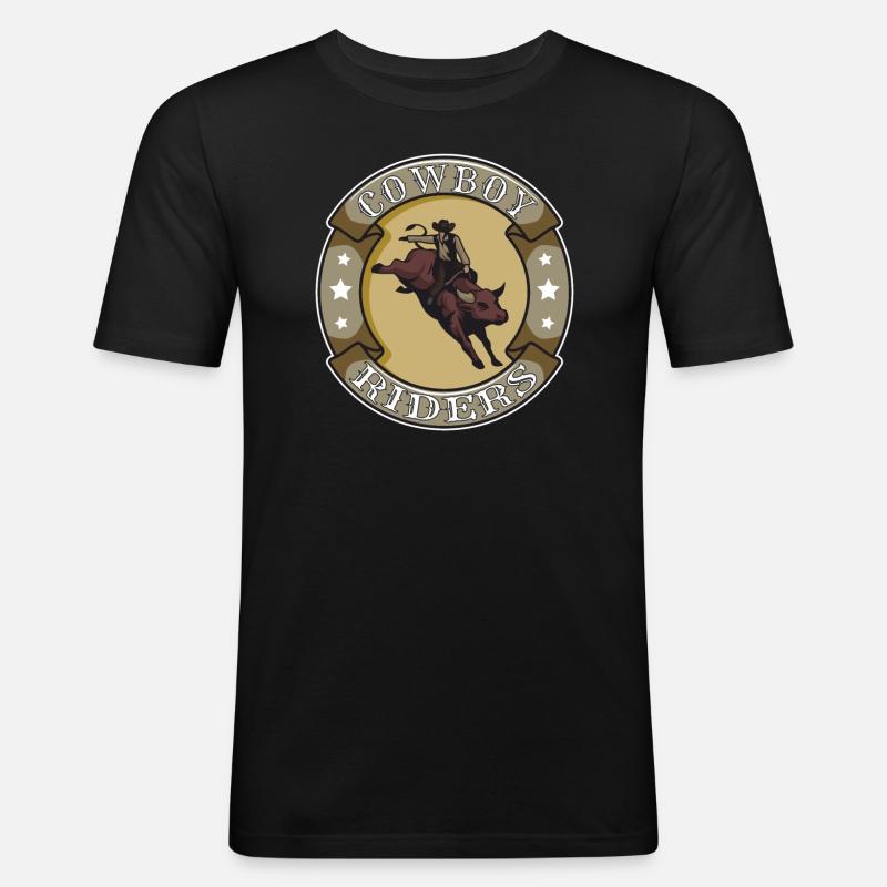 COWBOY RIDERS - Männer Slim Fit T-Shirt - Schwarz