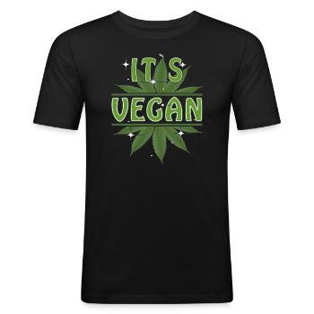HEMP ITS VEGAN - Männer Slim Fit T-Shirt - Schwarz - Vorne - Nik (191cm)