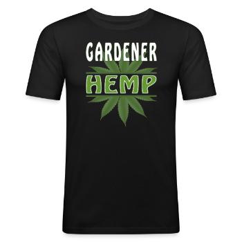 GARDENER HEMP - Männer Slim Fit T-Shirt - Schwarz - Vorne - Nik (191cm)