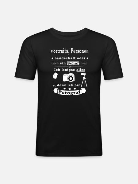 Fotograf - Männer Slim Fit T-Shirt - Schwarz