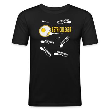 ESTRICHLEGER - Männer Slim Fit T-Shirt - Schwarz - Vorne - Nik (191cm)