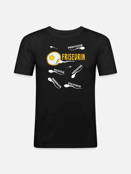 FRISEURIN - Männer Slim Fit T-Shirt - Schwarz