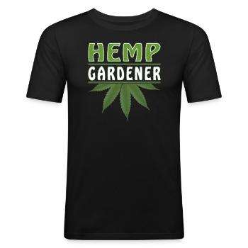 HEMP GARDENER - Männer Slim Fit T-Shirt - Schwarz - Vorne - Nik (191cm)