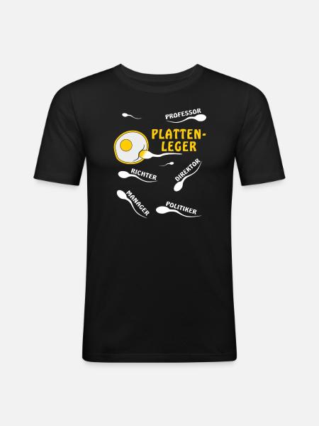 PLATTENLEGER - Männer Slim Fit T-Shirt - Schwarz
