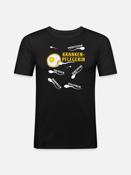 KRANKENPFLEGERIN - Männer Slim Fit T-Shirt - Schwarz