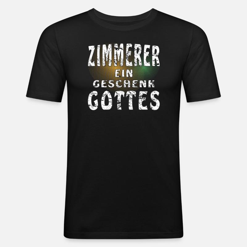 ZIMMERER EIN GESCHENK GOTTES - Männer Slim Fit T-Shirt - Schwarz