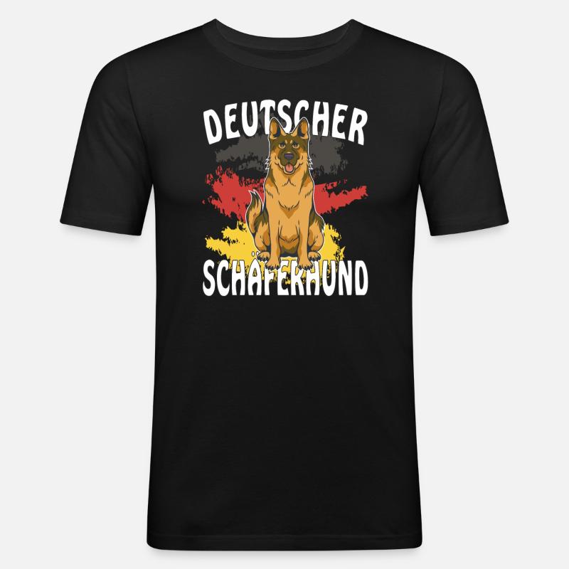 DEUTSCHER SCHÄFERHUND - Männer Slim Fit T-Shirt - Schwarz
