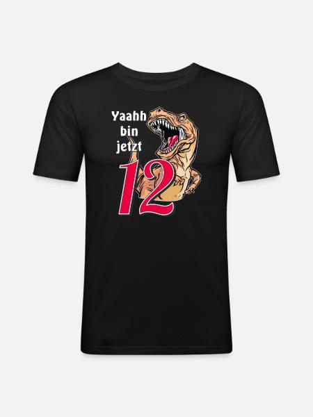 BIRTHDAY Yaahh am now 12 - Men's Slim Fit T-Shirt - black