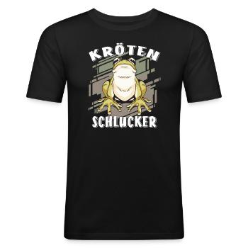KRÖTEN SCHLUCKER - Männer Slim Fit T-Shirt - Schwarz - Vorne - Nik (191cm)