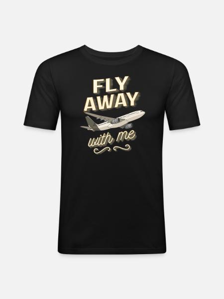 AIRPLANE FLY AWAY WITH ME - Men's Slim Fit T-Shirt - black