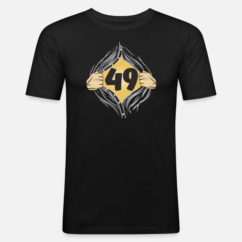49 HEMD AUFZIEHEN - Männer Slim Fit T-Shirt - Schwarz