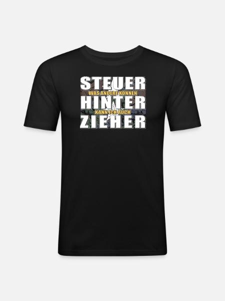 STEUERHINTERZIEHER - Männer Slim Fit T-Shirt - Schwarz