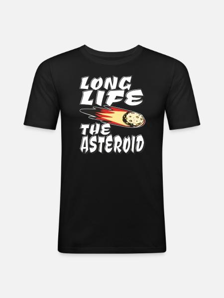 LONG LIFE THE ASTEROID - Men's Slim Fit T-Shirt - black