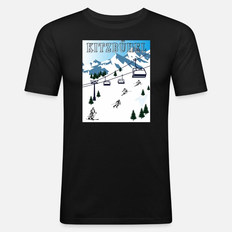SKIING KITZBÜHEL - Men's Slim Fit T-Shirt - black