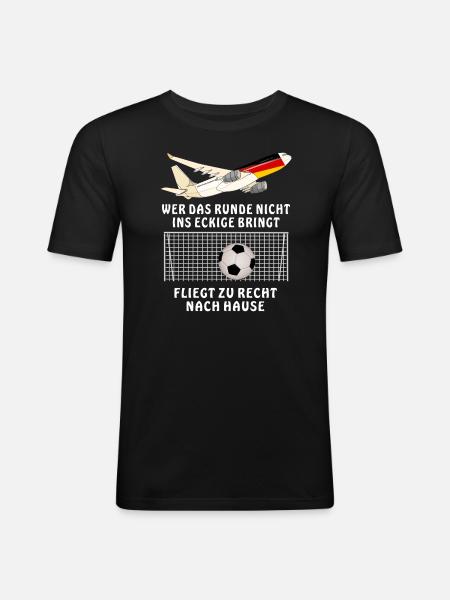 FUSSBALL HEIMFLUG - Männer Slim Fit T-Shirt - Schwarz